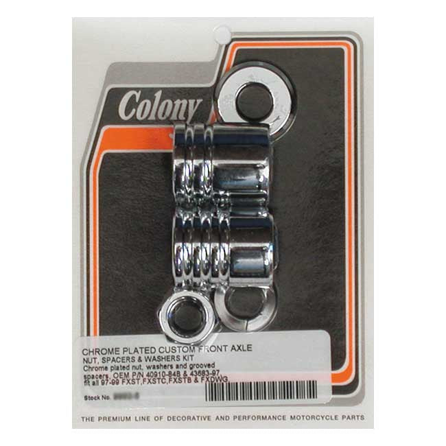 Grooved Front Axle Spacer Kit Chrome For 97-99 FXST/C/B