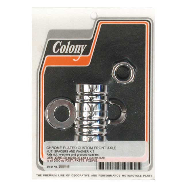 Grooved Front Axle Spacer Kit Chrome For 00-06 FXST/B/I/BI