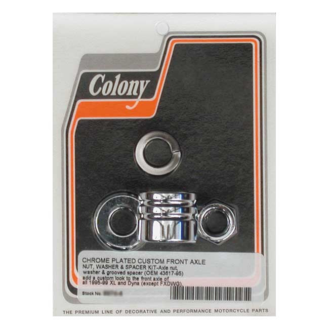 Grooved Front Axle Spacer Kit Chrome For 95-99 Dyna Excl. FXDWG