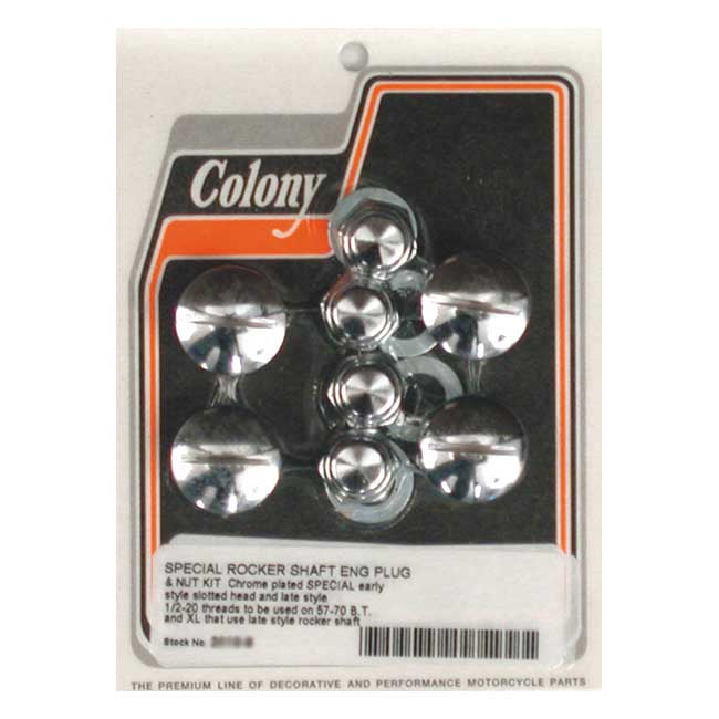 Rocker Shaft Plug & Nut Kit Slotted Chrome For L71-84 Shovelhead