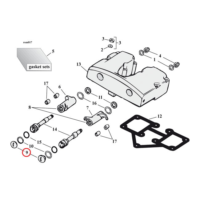 Rocker Shaft Plug & Nut Kit Buttonhead Chrome