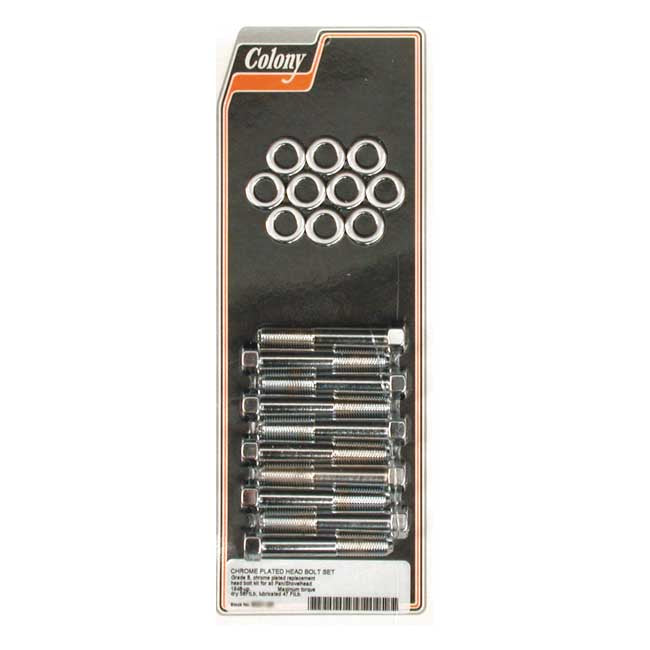 Head Bolt Kit Chrome For 48-84 PAN, Shovel NU