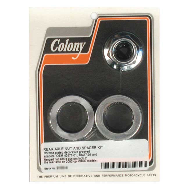 V-Rod Rear Axle Nut & Spacer Kit Grooved Chrome