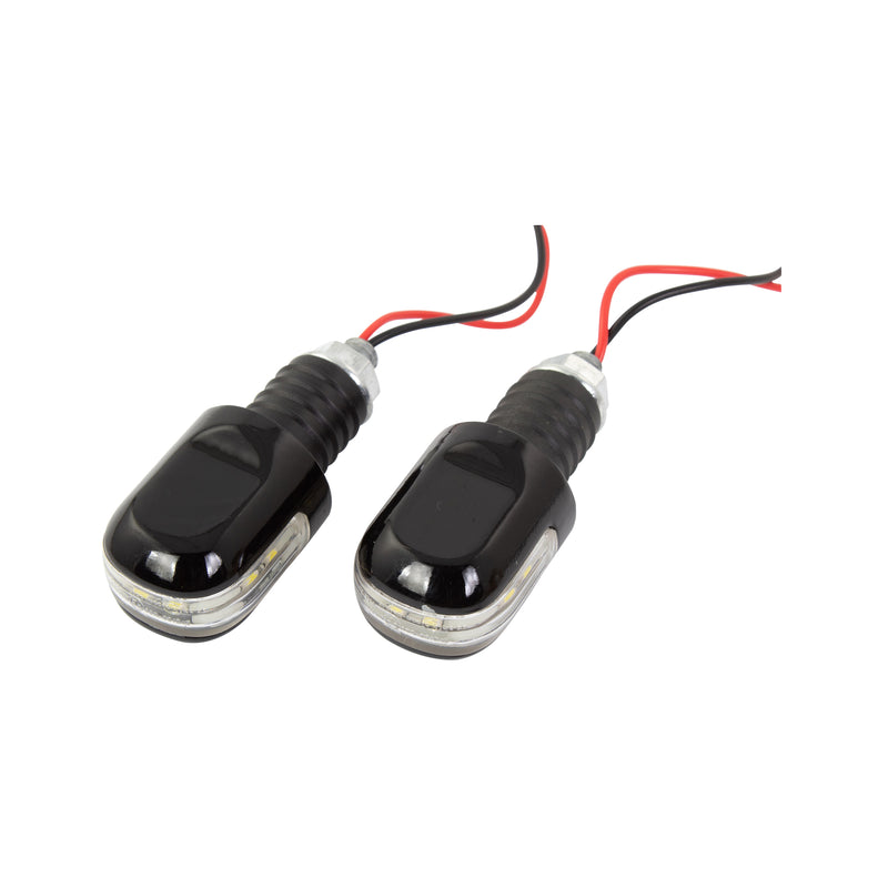 Bar Ends With White LEDs Black