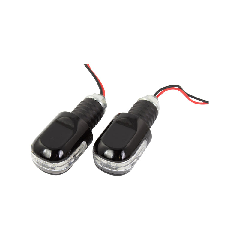 Bar Ends With Amber LED Indicators Black