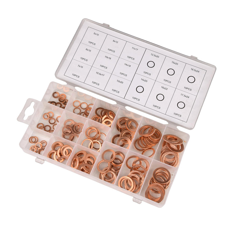 Copper Washer Kit Metric - 150 Pieces