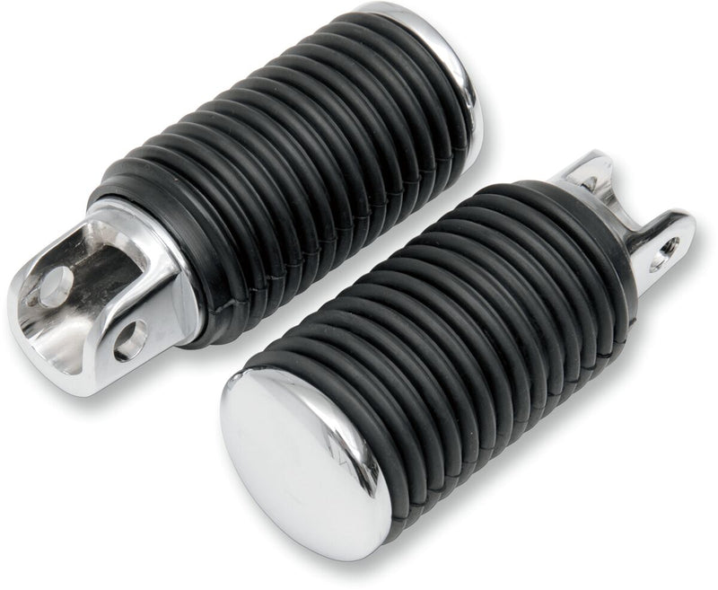 Driver Footpegs With Rubber Sleeves Black / Chrome / Polished