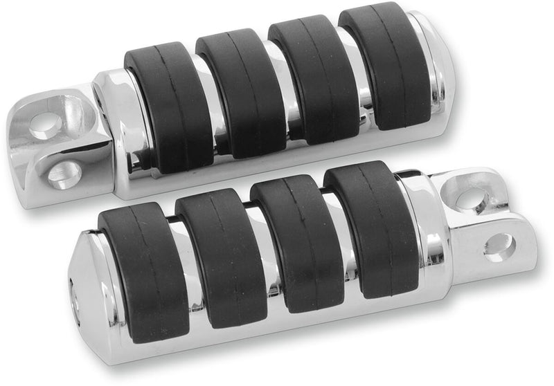 Soft-Ride Large Female Mount Footpegs Black / Chrome / Polished