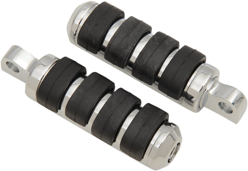 Soft-Ride Small Male Mount Footpegs Black / Chrome / Polished