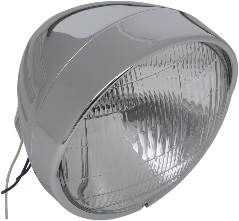 Headlight 6.5" With Visor Grooved Chrome 60/55W