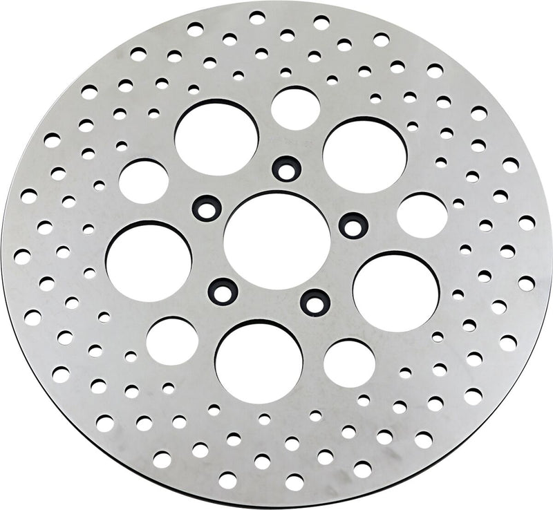 Polished Stainless Steel Drilled Front Brake Rotor Polished / Silver - 11.5 Inch