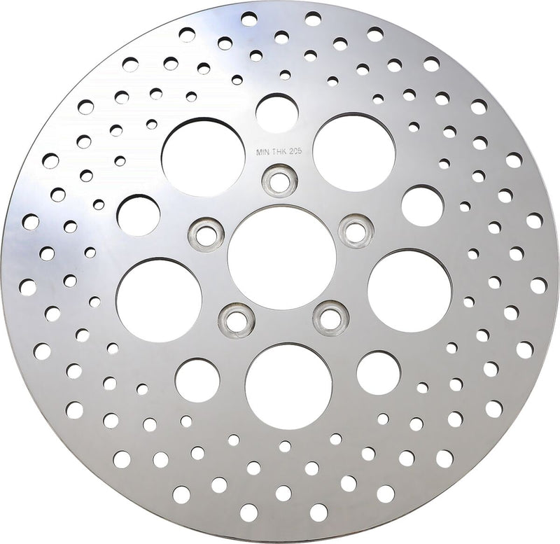 Polished Stainless Steel Drilled Rear Brake Rotor Polished / Silver - 11.5 Inch