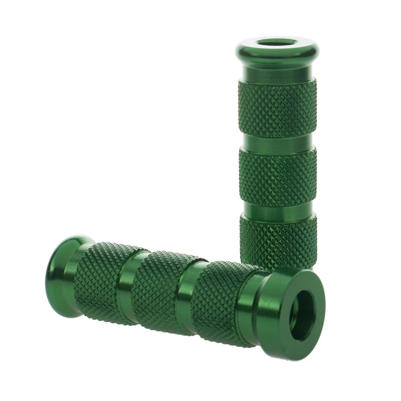 Aluminium Knurled Replacement Road / Track Footrest Pegs Round Green - Pair