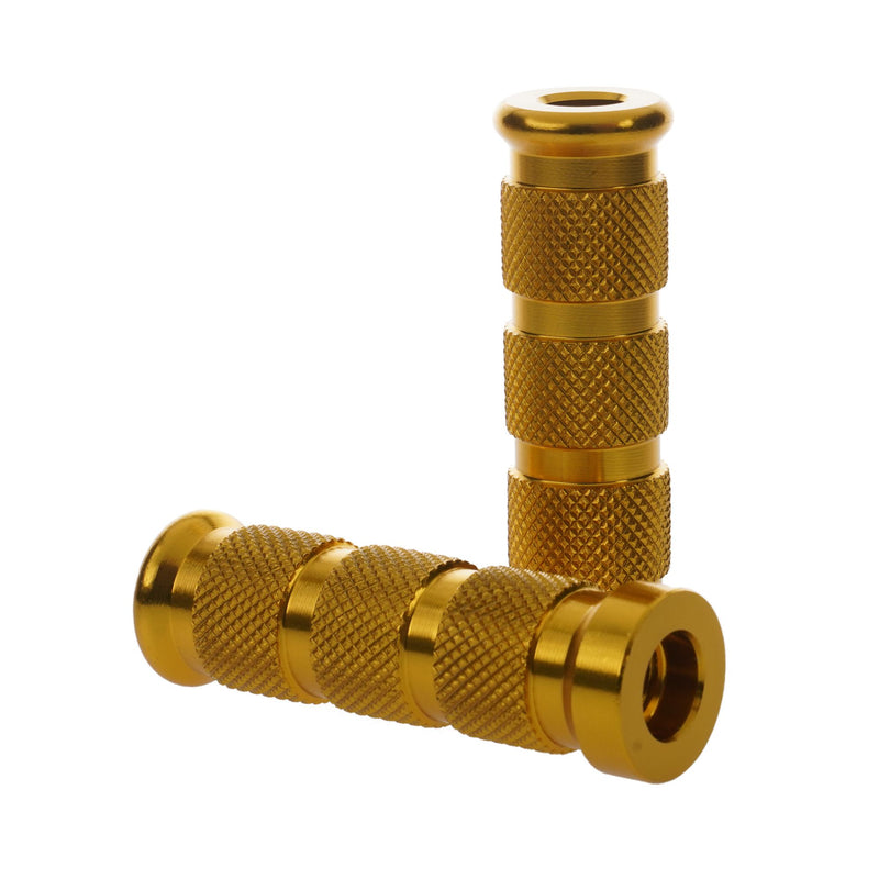 Aluminium Knurled Replacement Road / Track Footrest Pegs Round Gold - Pair