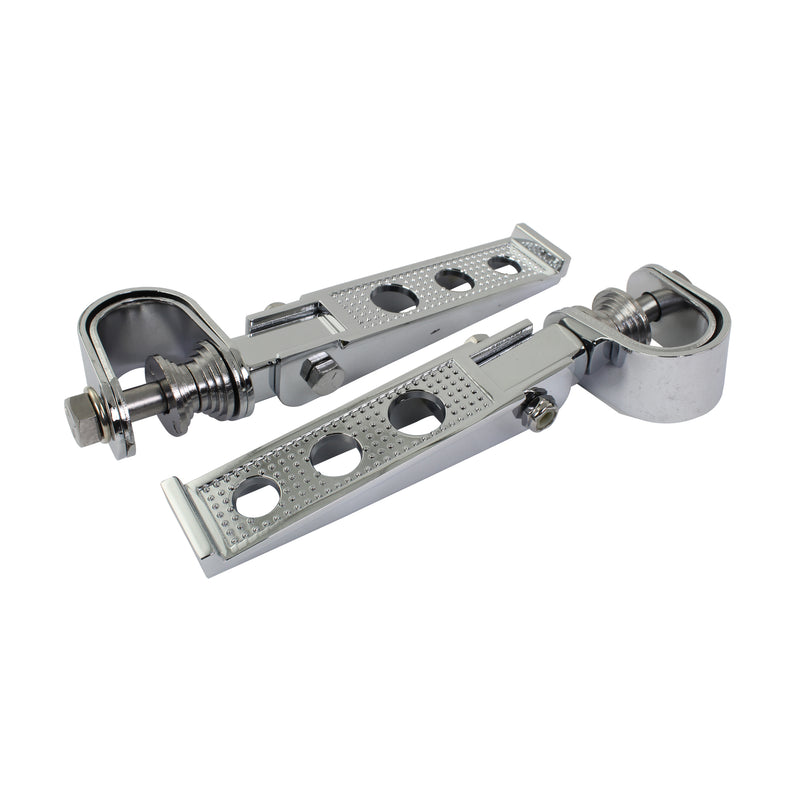 Universal Footpegs Clamp On Custom Type Chrome