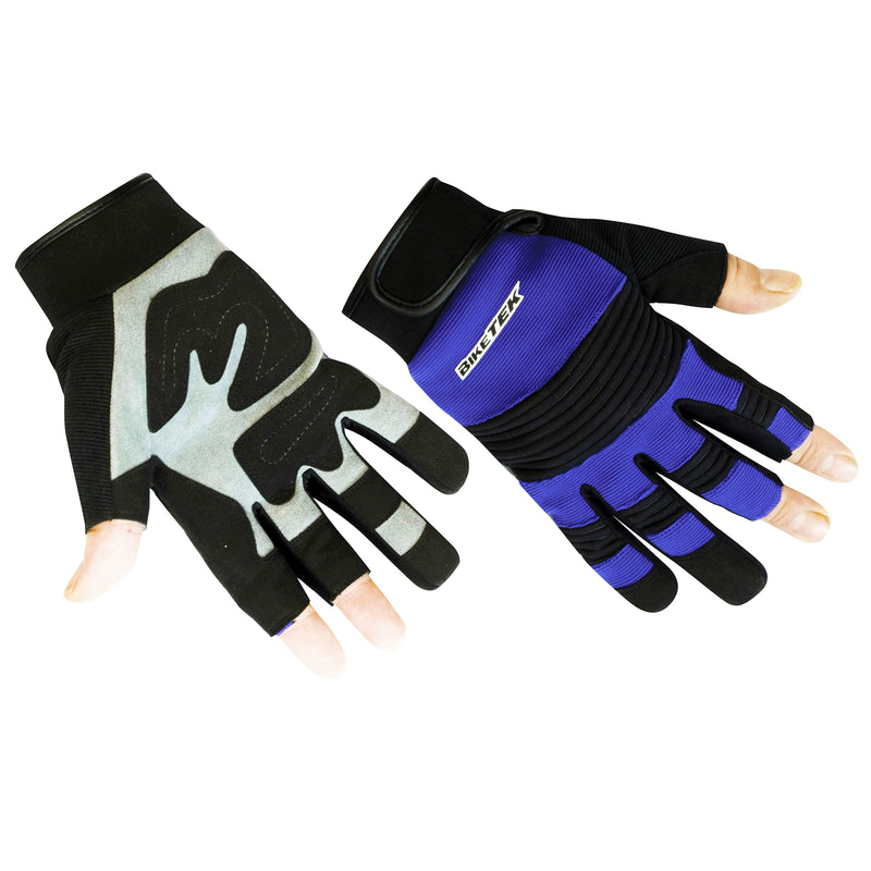 Open-Finger Mechanics Gloves Blue