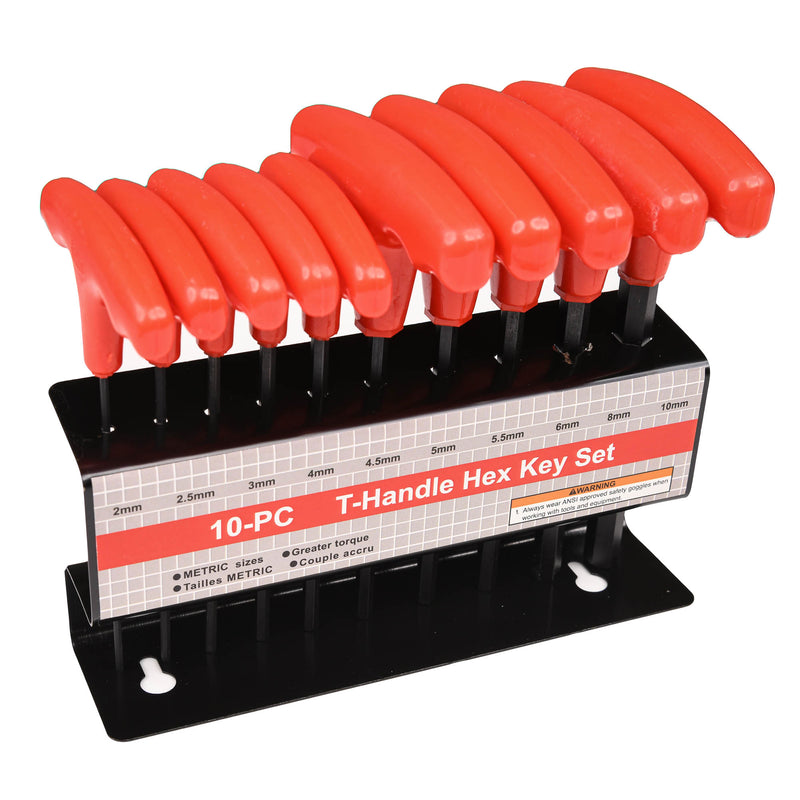 T-Handle Hexagon Key Sets With Rack - 10 Pieces