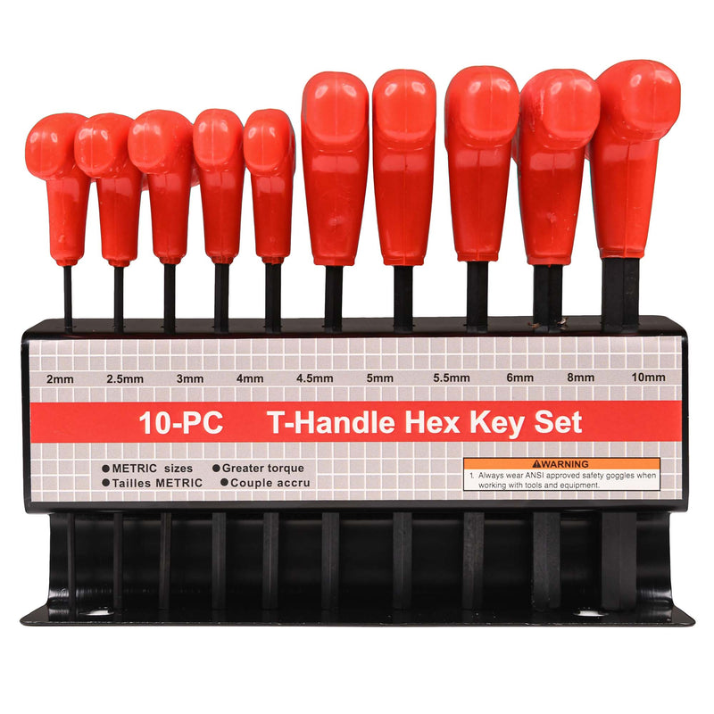 T-Handle Hexagon Key Sets With Rack - 10 Pieces