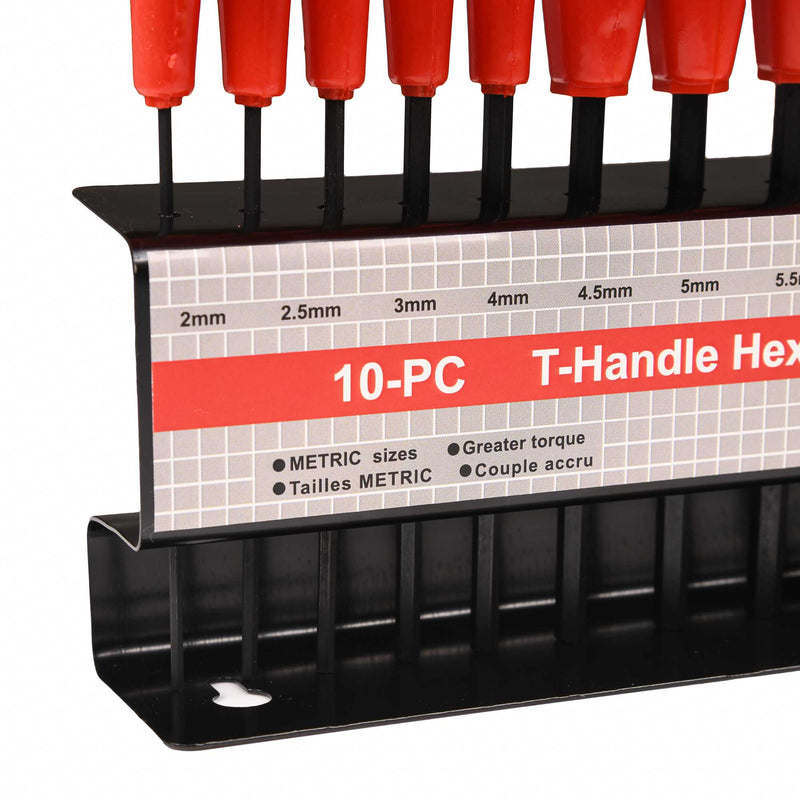 T-Handle Hexagon Key Sets With Rack - 10 Pieces