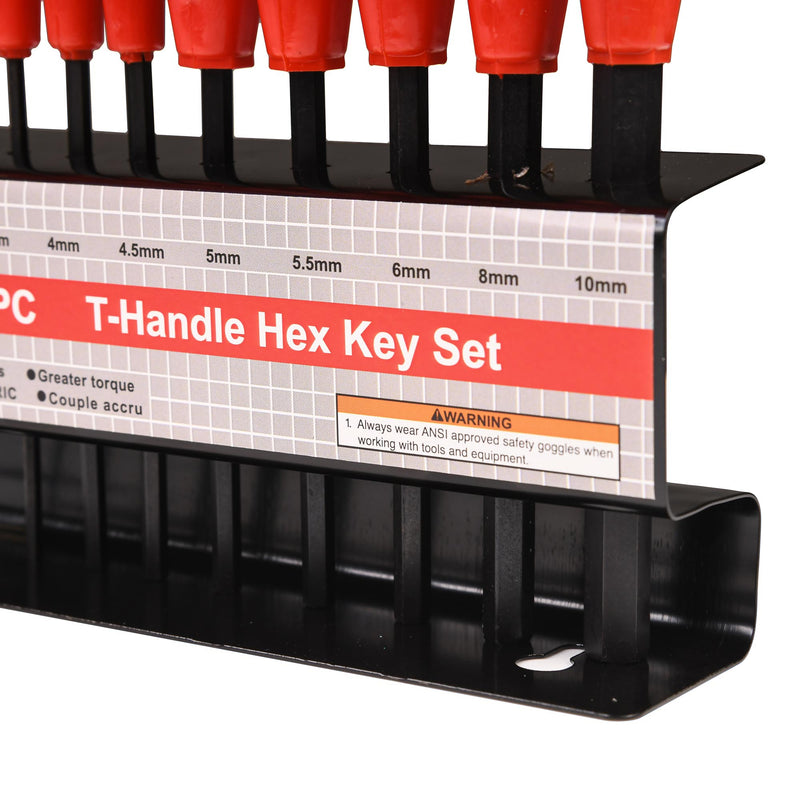 T-Handle Hexagon Key Sets With Rack - 10 Pieces