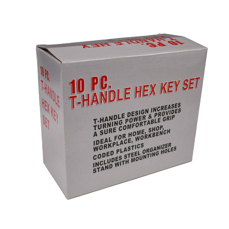 T-Handle Hexagon Key Sets With Rack - 10 Pieces
