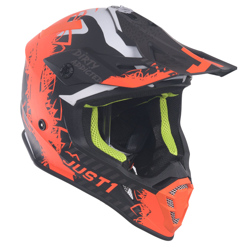 J38 MX Helmet Mask Fluo Orange / Titanium / Matt Black