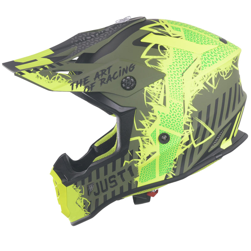 J38 MX Helmet Mask Fluo Yellow / Black / Matt Army Green