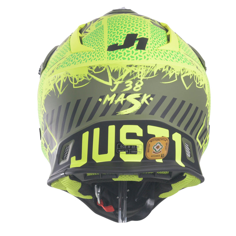 J38 MX Helmet Mask Fluo Yellow / Black / Matt Army Green