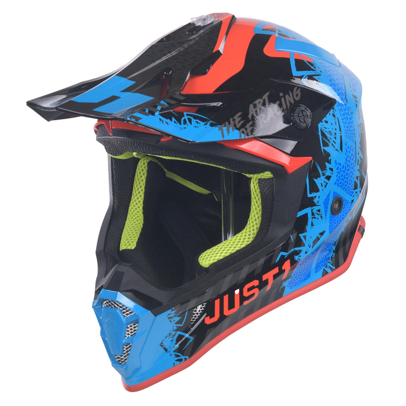 J38 MX Helmet Mask Blue / Red / Gloss Black