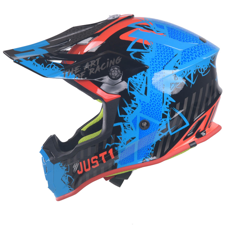 J38 MX Helmet Mask Blue / Red / Gloss Black