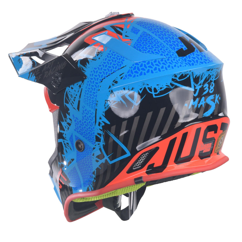 J38 MX Helmet Mask Blue / Red / Gloss Black