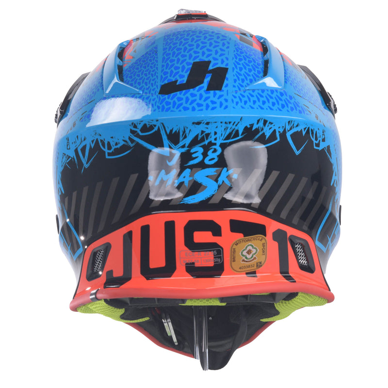 J38 MX Helmet Mask Blue / Red / Gloss Black