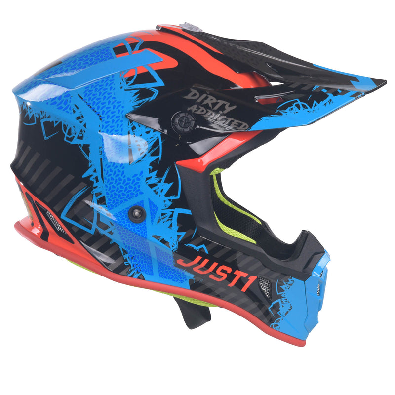 J38 MX Helmet Mask Blue / Red / Gloss Black