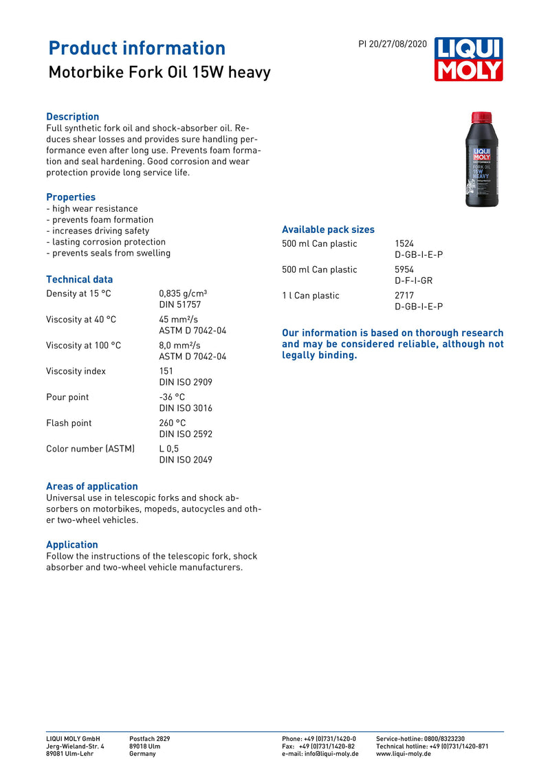 15W Heavy Fork Oil - 2717
