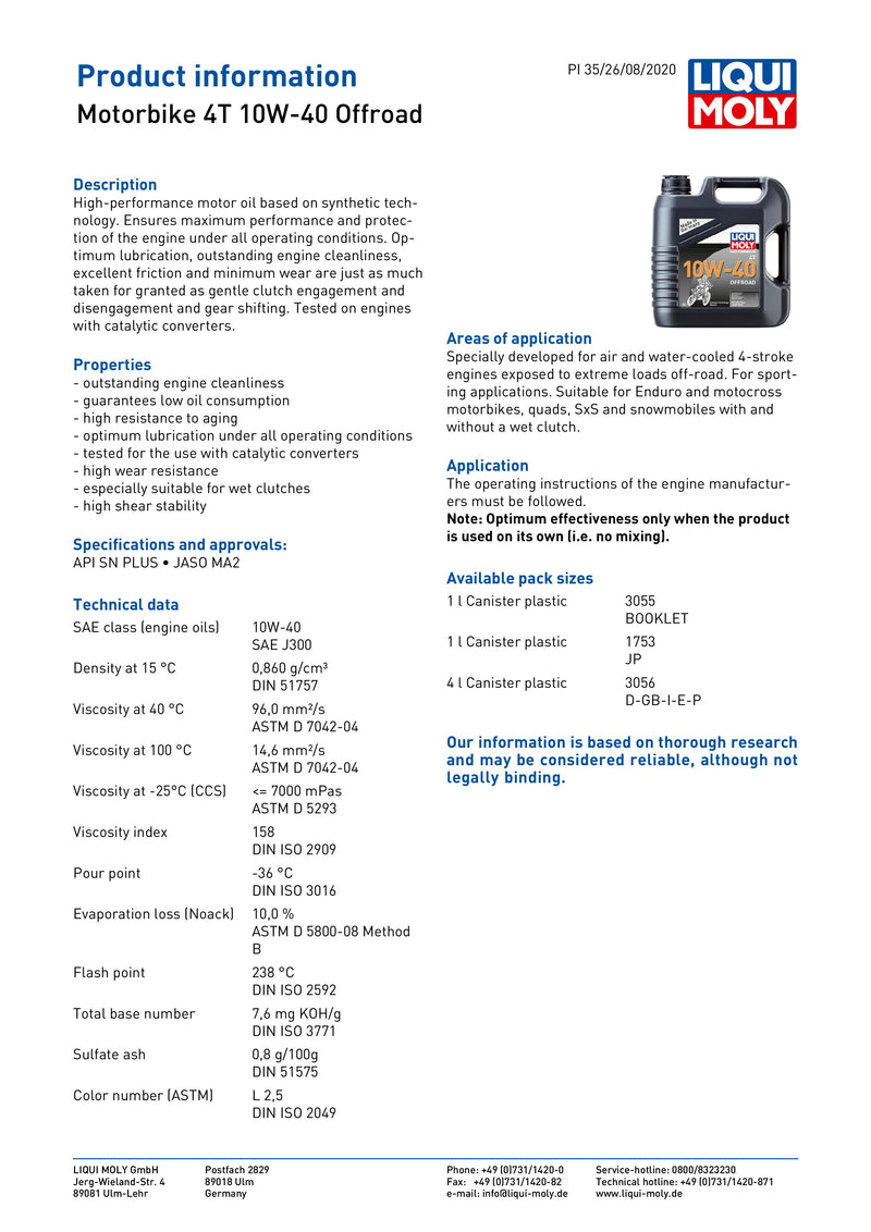 4 Stroke Semi Synthetic Offroad 10W-40 Oil