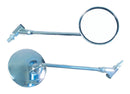 Universal Chrome Round Mirror With 8/10mm Thread, Removable Knuckle And Adaptors