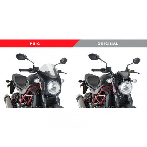 Retro Black Semi Fairing And Screen Dark Smoke - 195mm For Suzuki SV 650 (16-23)