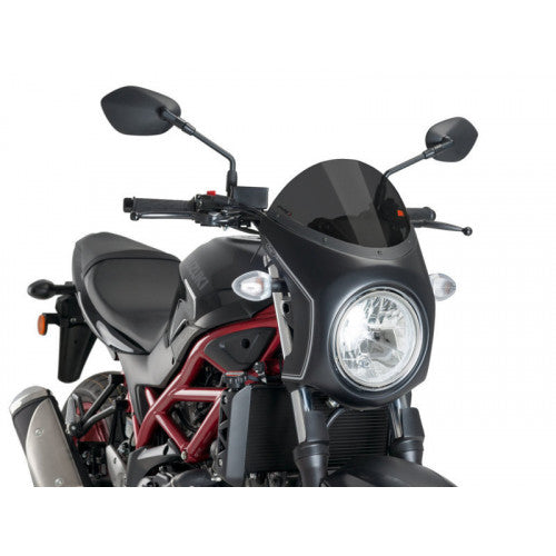 Retro Black Semi Fairing And Screen Dark Smoke - 195mm For Suzuki SV 650 (16-23)