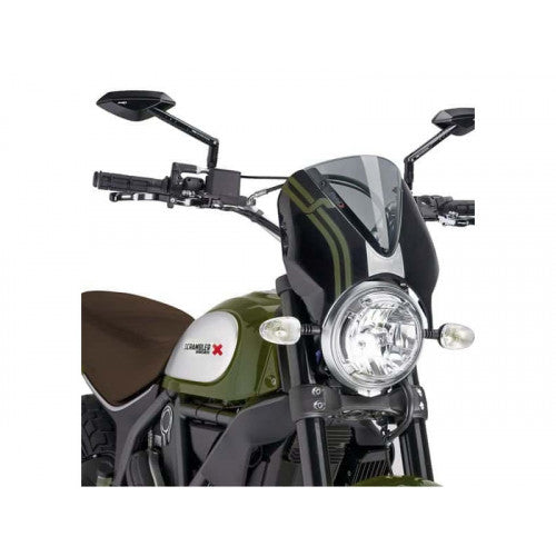 Retrovision Black Semi Fairing And Screen Clear For Ducati Scrambler 800 Icon Dark (20-22)