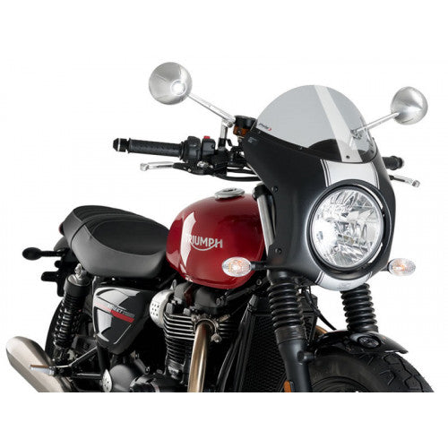 Retro Black Semi Fairing And Screen Light Smoke - 195mm For Honda CB1100 (13-14)