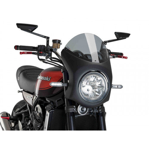 Retro Black Semi Fairing And Screen Light Smoke - 195mm For Kawasaki Z900 RS (18-23)