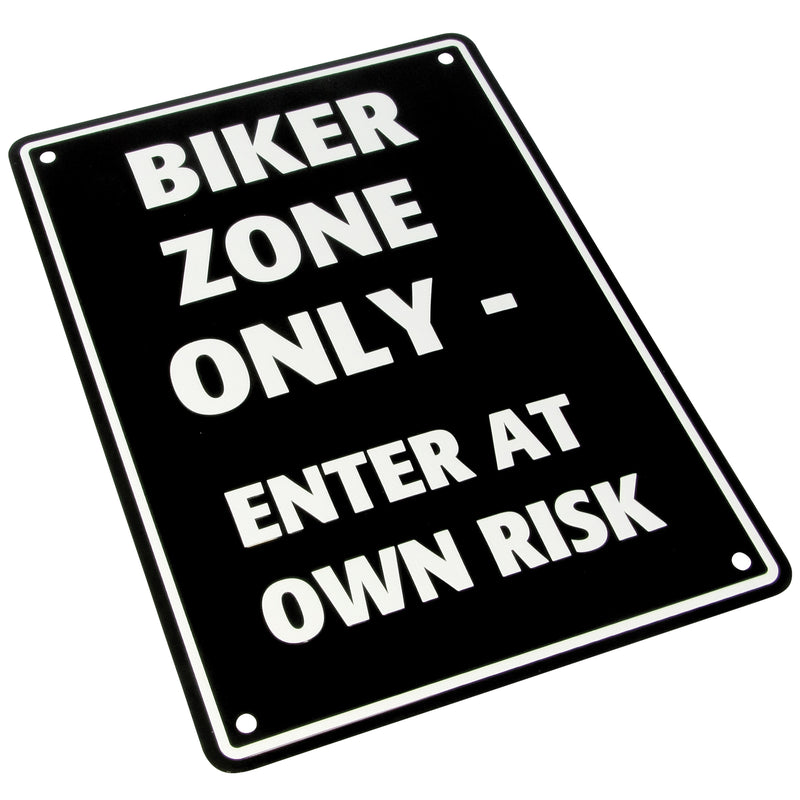 Aluminium Parking Sign Black - Biker Zone Only