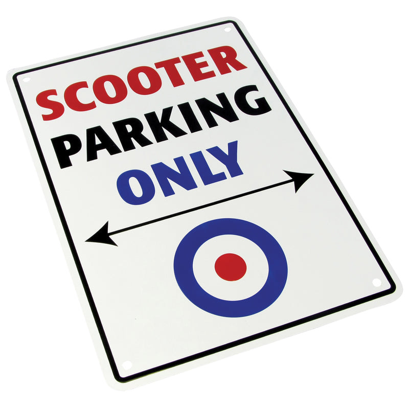 Aluminium Parking Sign White - Scooter Parking Only