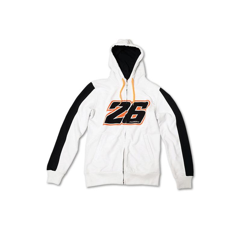 Pedrosa 26 Mens Zip Fleece Hoodie White