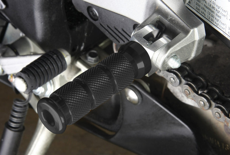 Alloy Round Sports Footpegs For Yamaha Pillion Black