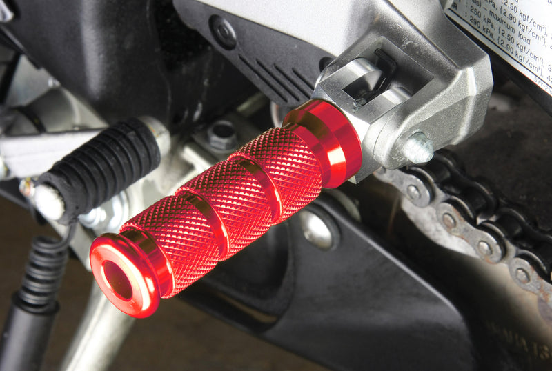 Alloy Round Sports Footpegs For Honda Rider Red - FRRHF01R