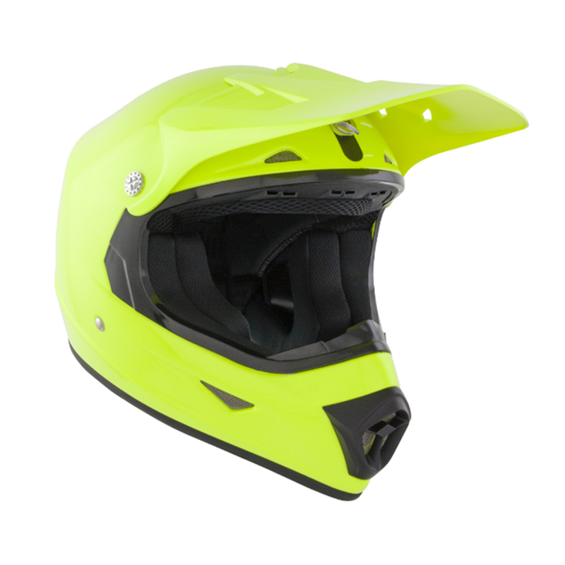 XP-7 MX Off Road Kids Helmet Gloss Plain Fluo Yellow