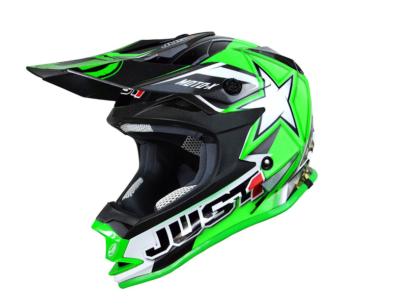 J32 Moto X ACU Gold Kids MX Helmet Green
