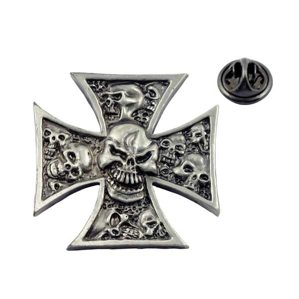 Adhesive Emblem Maltese Cross With Skull