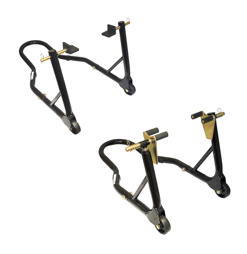 Round Tubing Front And Rear Track Paddock Stand Set Black